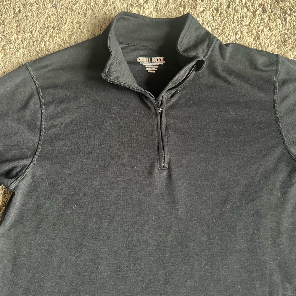 Omni Wool Activewear Baselayer Q-Zip Shirt XL Black Pullover